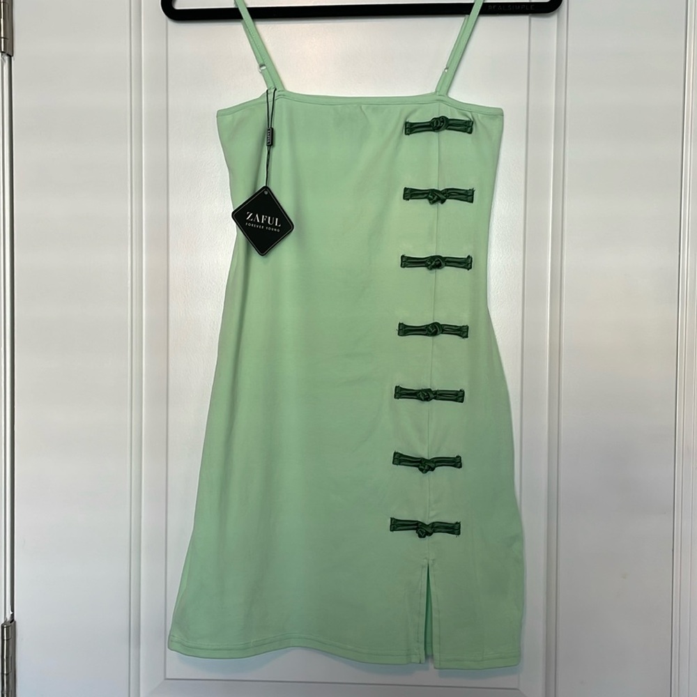 Zaful mint green spaghetti strap mini dress